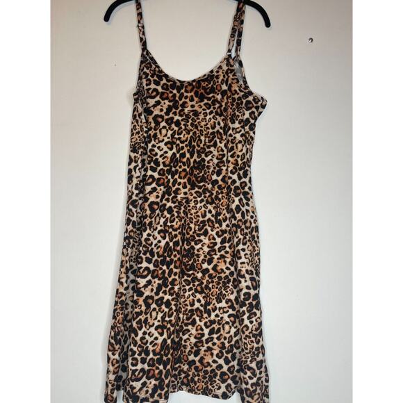 Lock & Love Womens A Line Dress Brown Leopard Medium Animal Print Sleeveless NWT - Picture 3 of 5